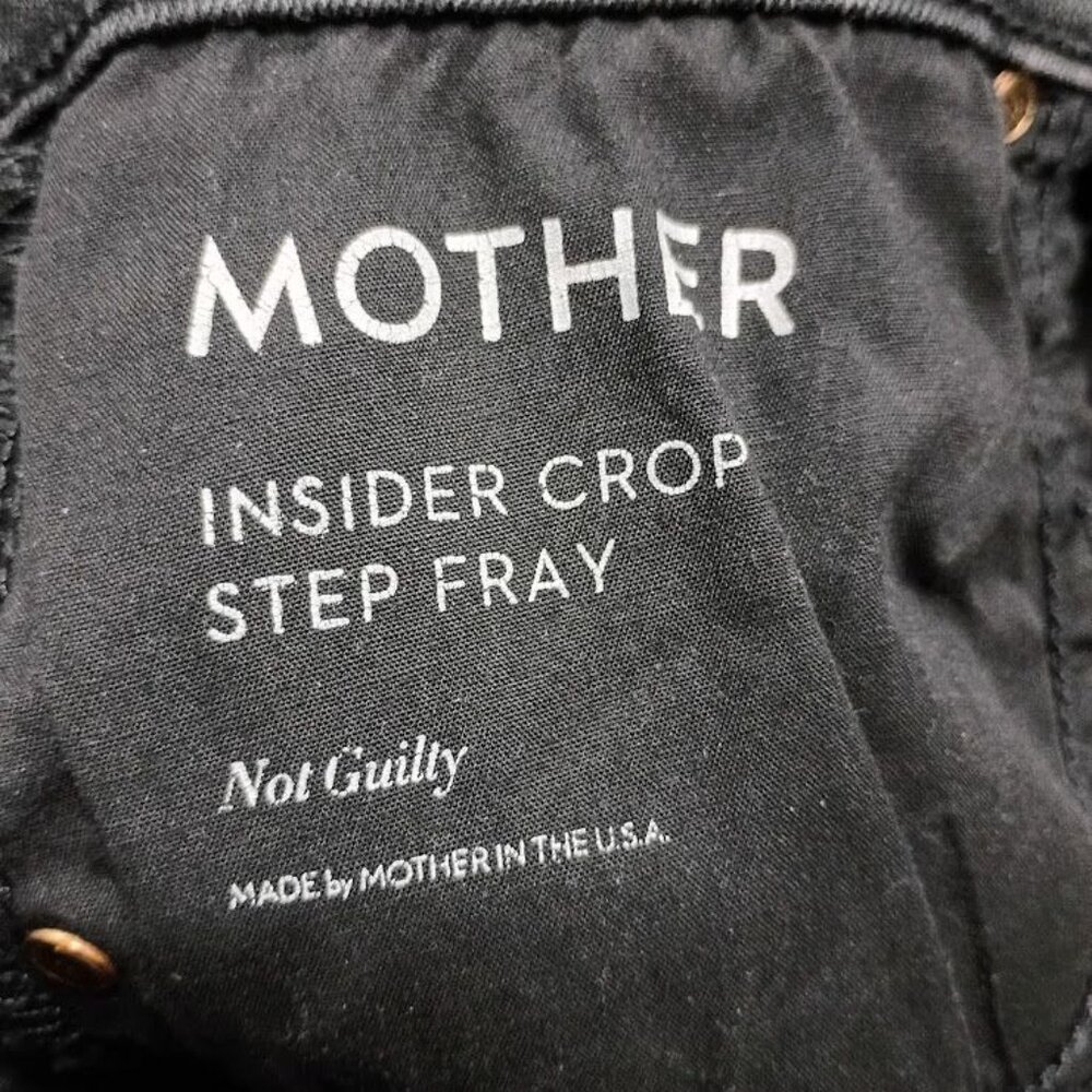 Mother Insider Crop Black Jeans Wash Size 27  Denim Mid-Rise Raw Hem - Picture 5 of 15